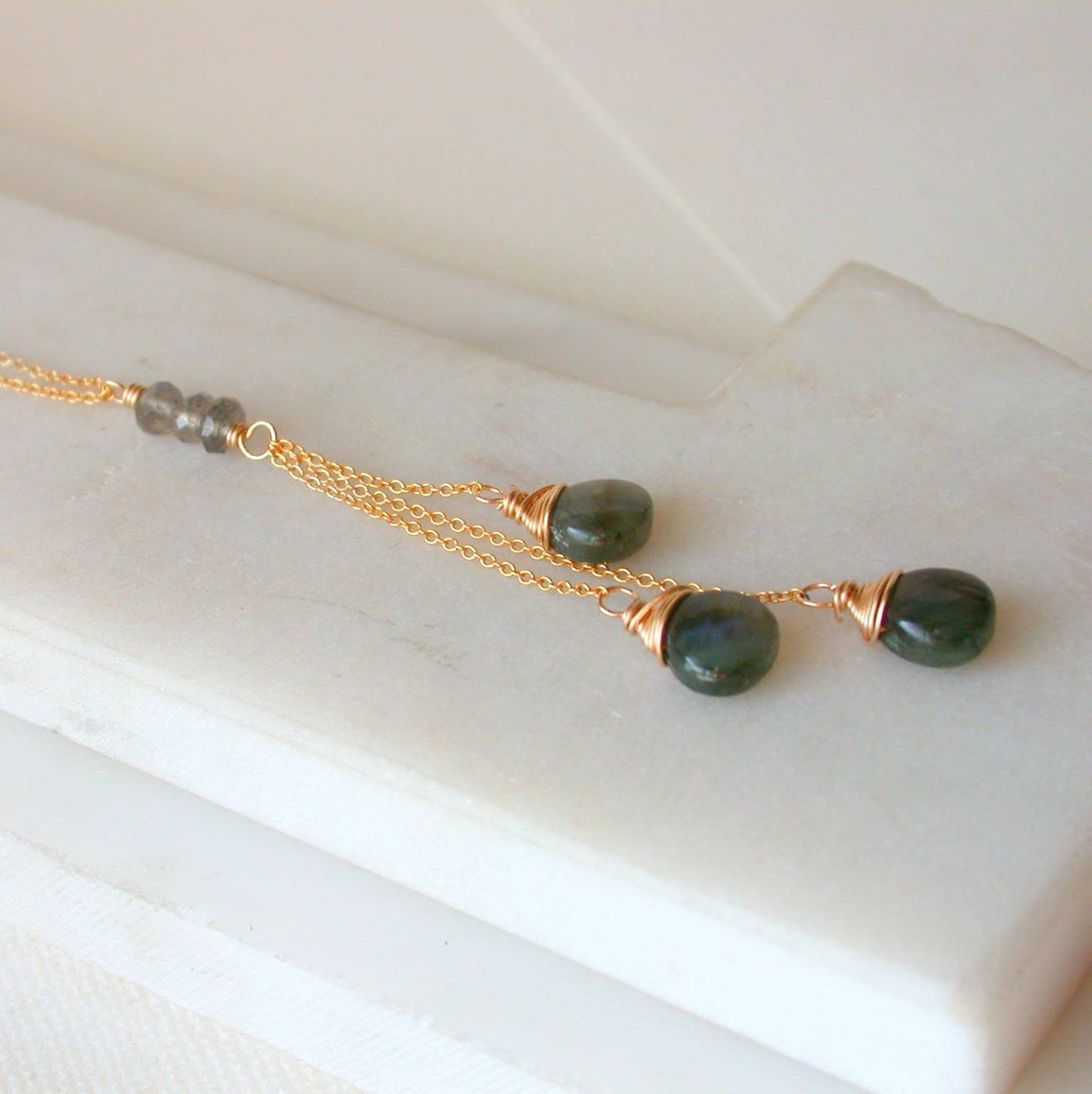 Labradorite Trio Cascade Necklace