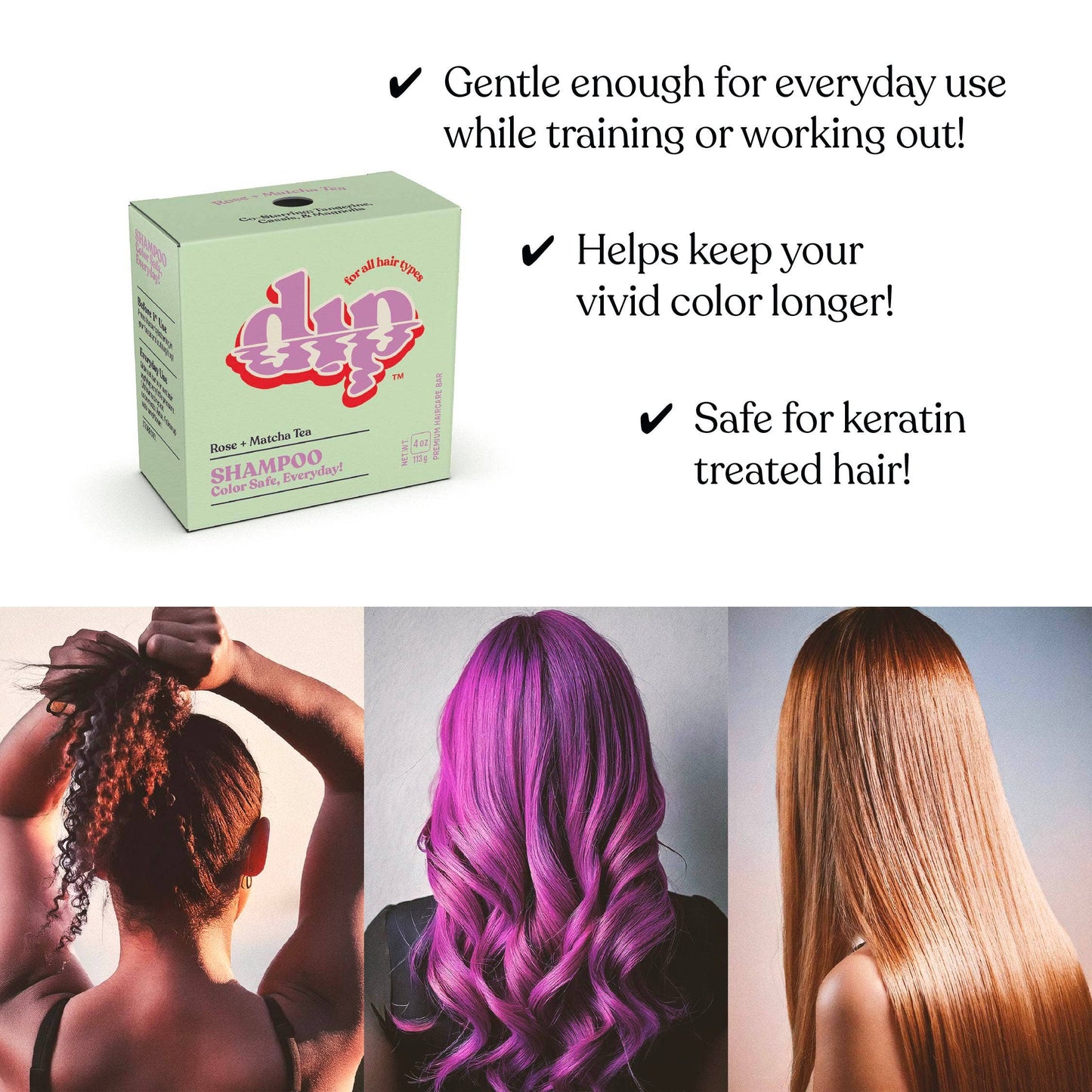Dip Shampoo Bar: Rose & Matcha Tea