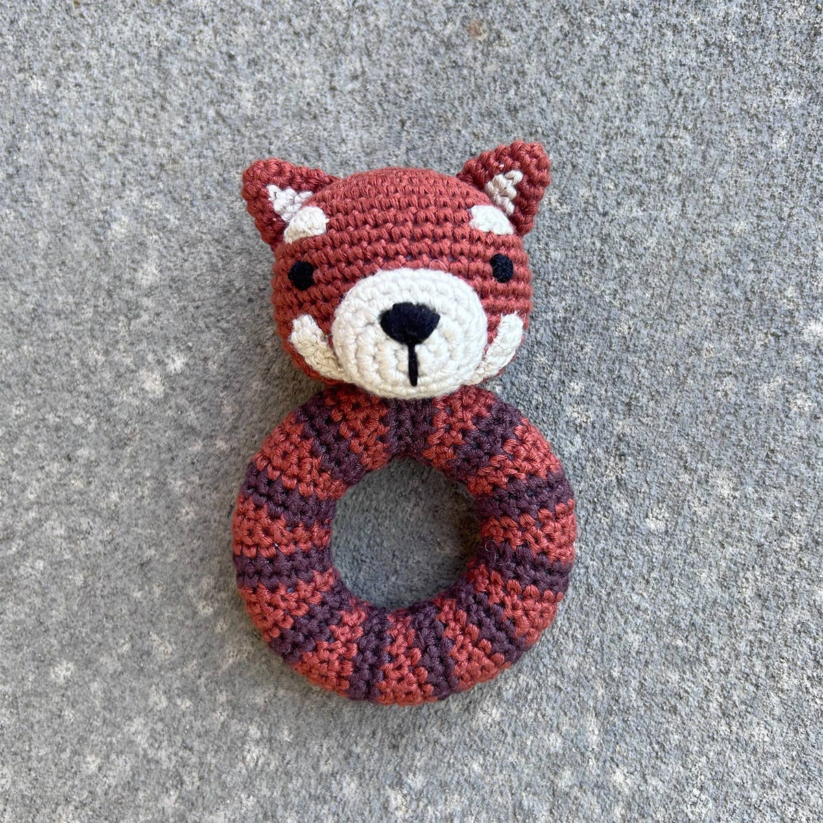 Red Panda Ring Hand Crocheted Rattle