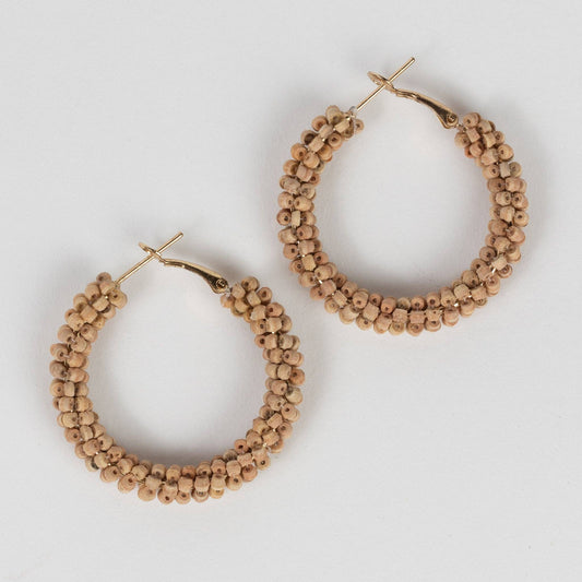 Kuteer Wood Bead Hoop Earrings