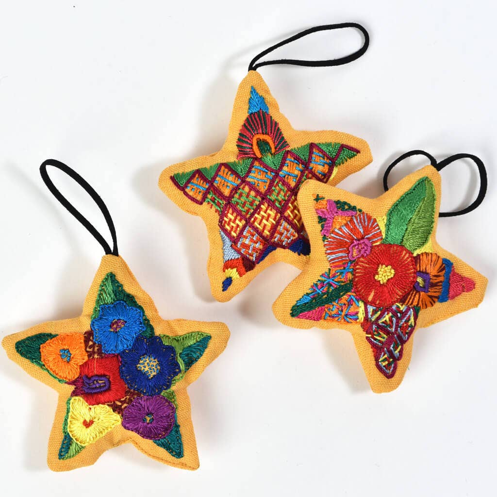 Hand Embroidered Christmas Holiday Ornaments from Guatemala