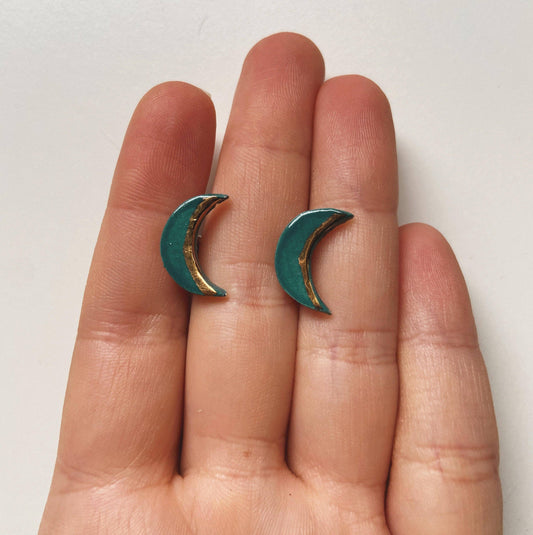 Teal Moon Earrings