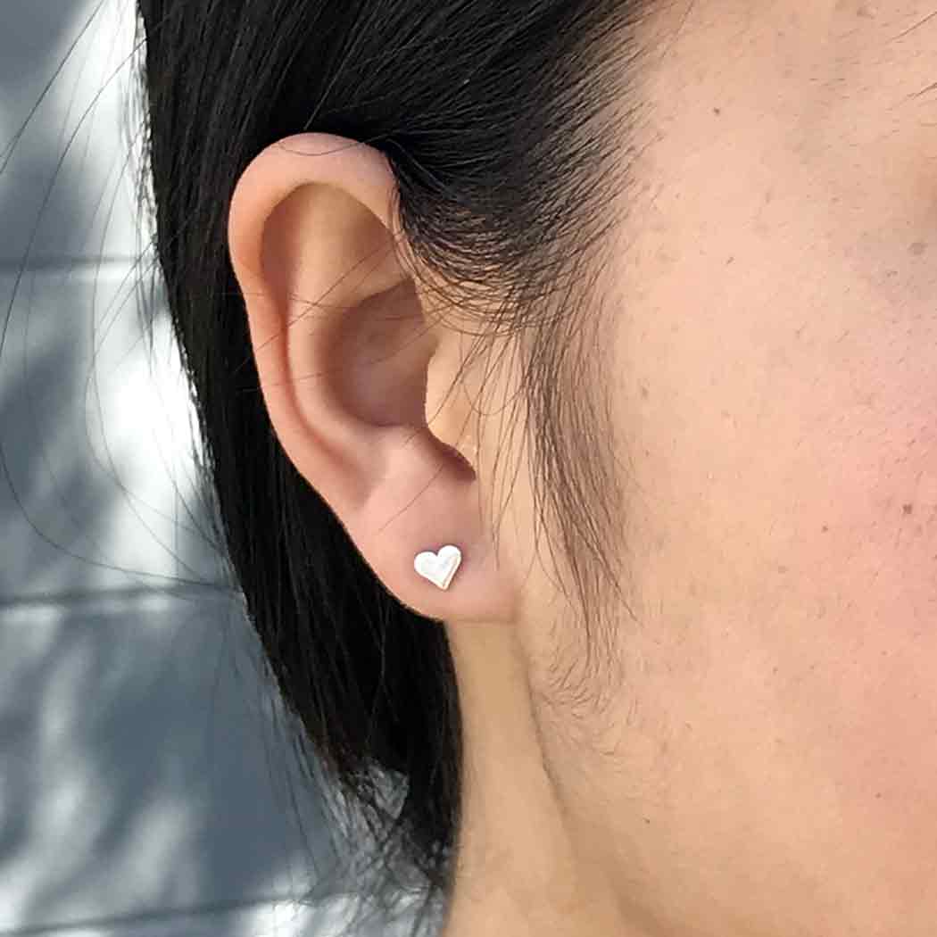 Silver Tiny Heart Stud Earrings