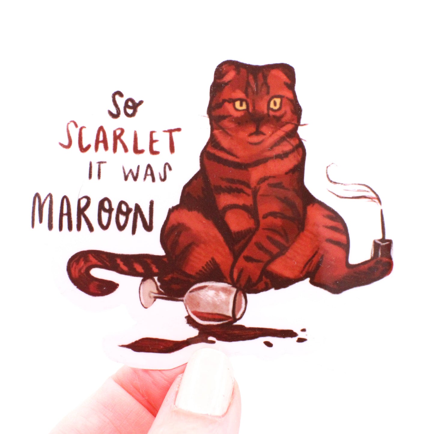 Maroon Cat Vinyl Sticker