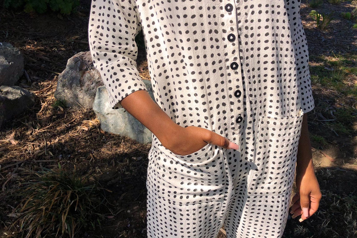 White and Black Dots Jumpsuit