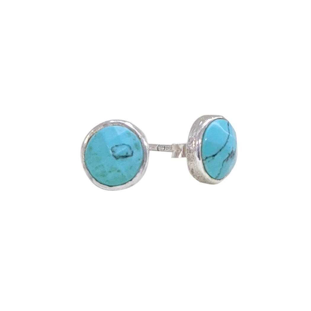 Sunspots Brushed Sterling Turquoise Post Earring
