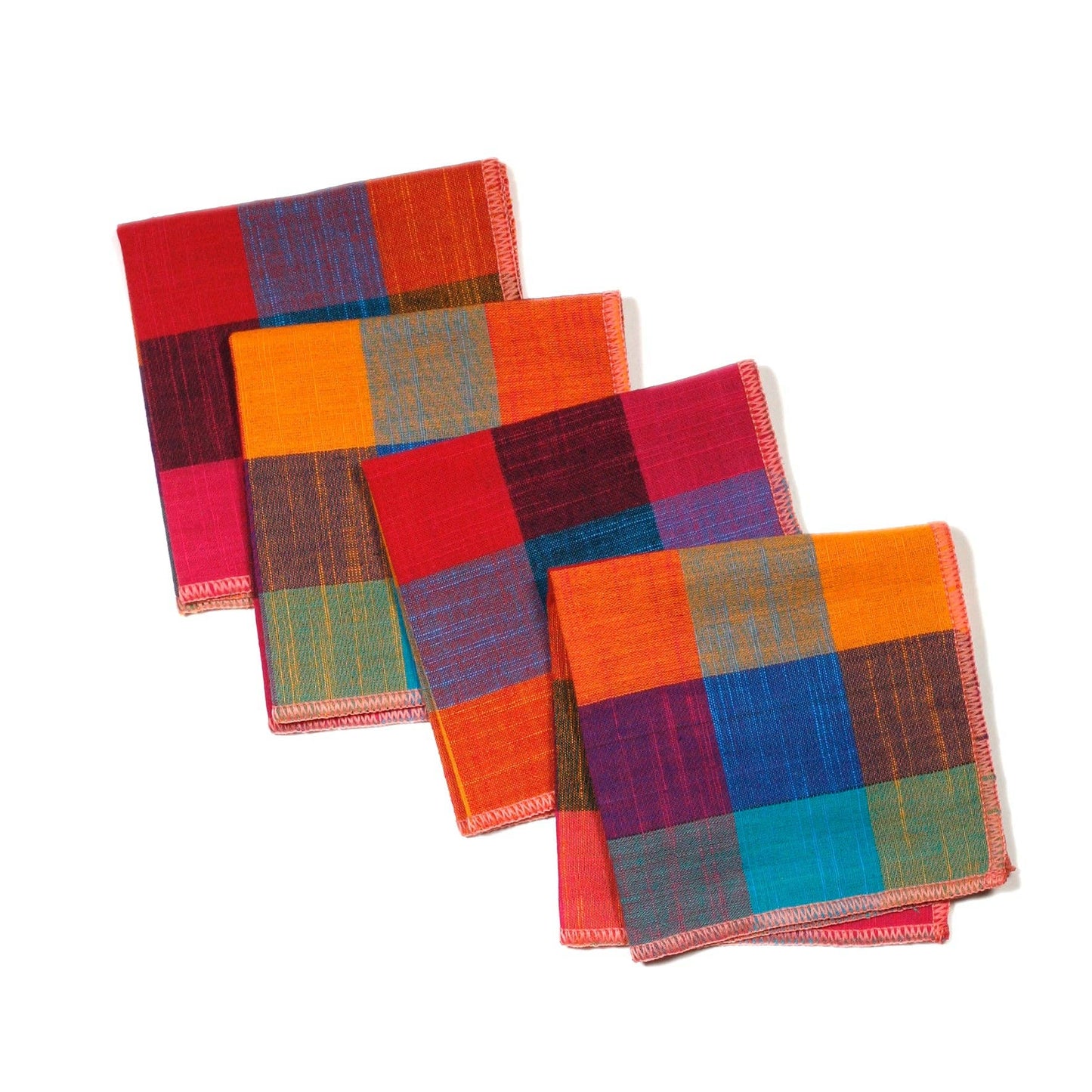 Fruit Salad Buffalo Check Cocktail Napkins, Set/4