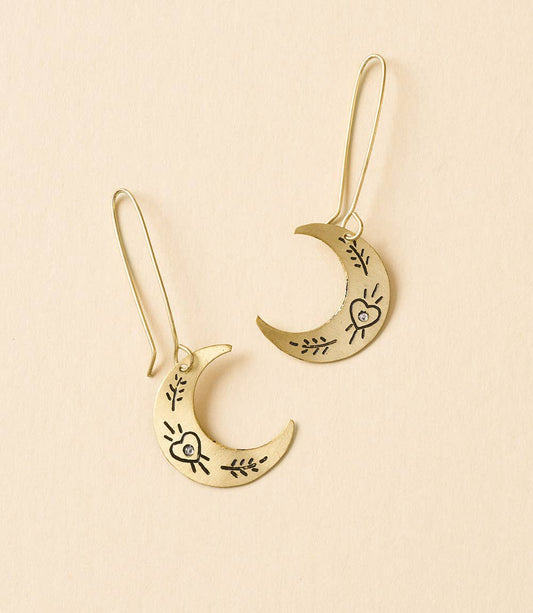 Ruchi Crescent Moon Gold Dangle Earrings