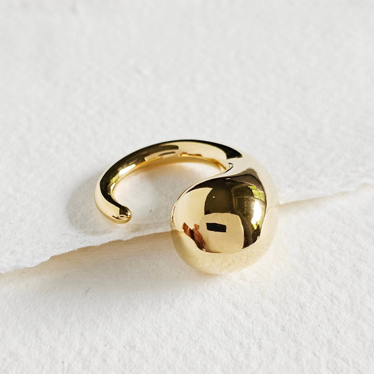 18k gold plated wrap single orb chunky ring