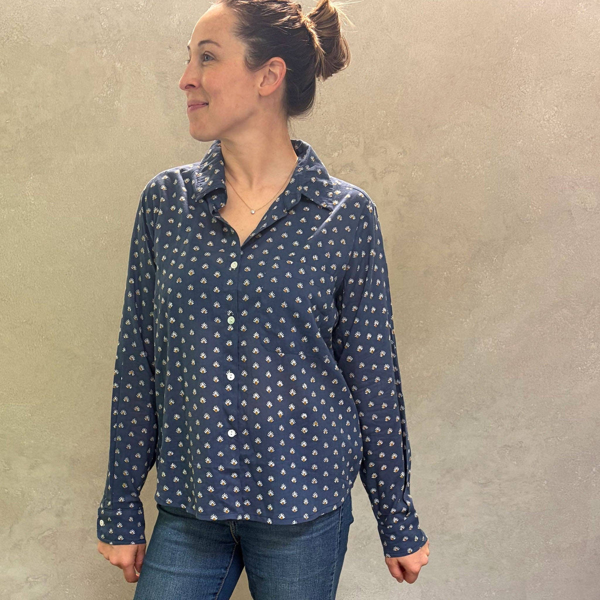 Pali Top- Aja Navy in Lightweight Cotton