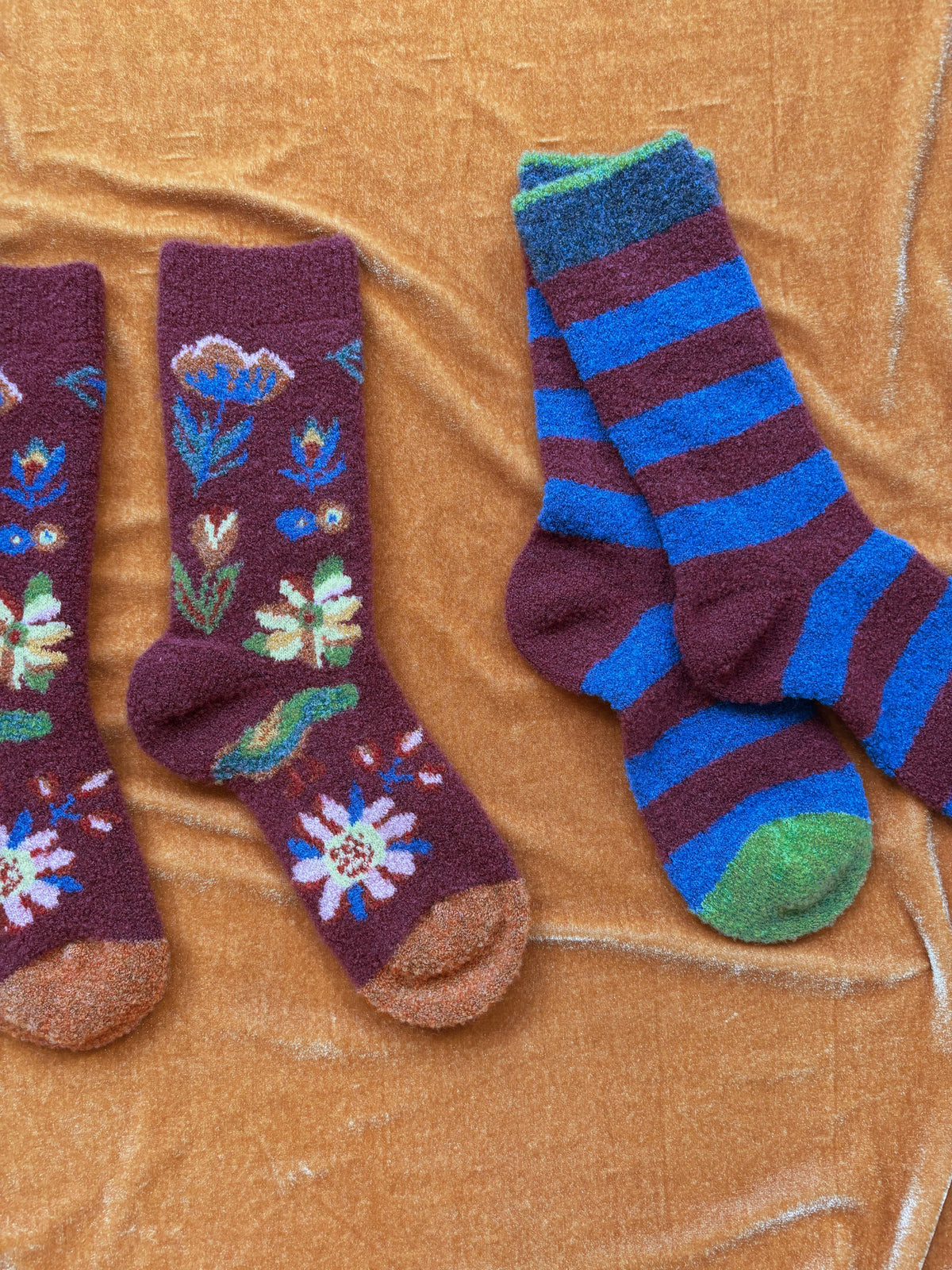 Wool Blend Mousse Indigo Striped Socks
