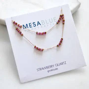Square Gemstone Beaded Necklace