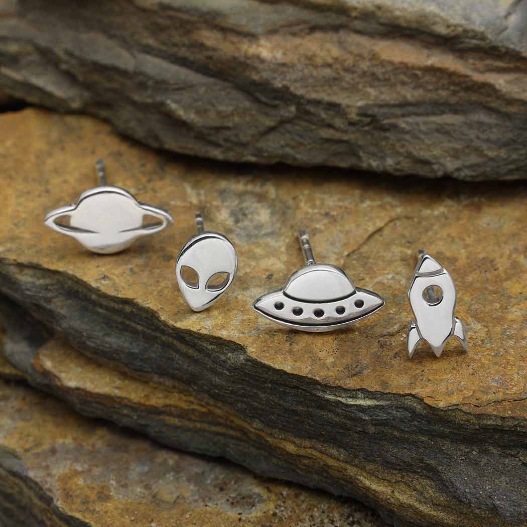 Sterling Silver Alien Invasion Post Earring Set