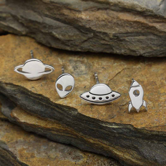 Sterling Silver Alien Invasion Post Earring Set