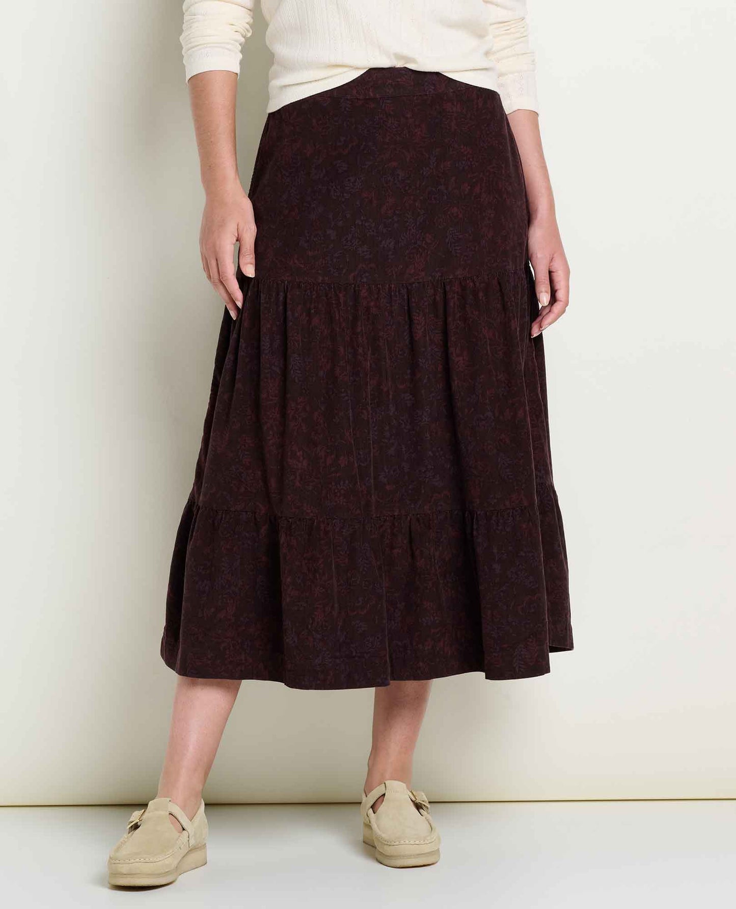 Cattail Cord Tiered Midi Skirt