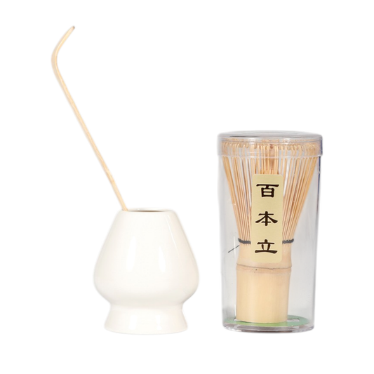Matcha Whisk White Stand, Chasen and Scoop Set