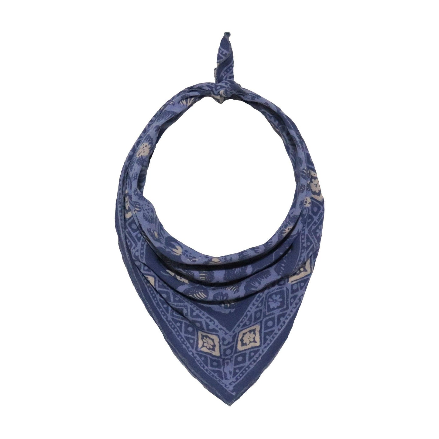 Hand Dyed Batik Bandana - Blue Roses