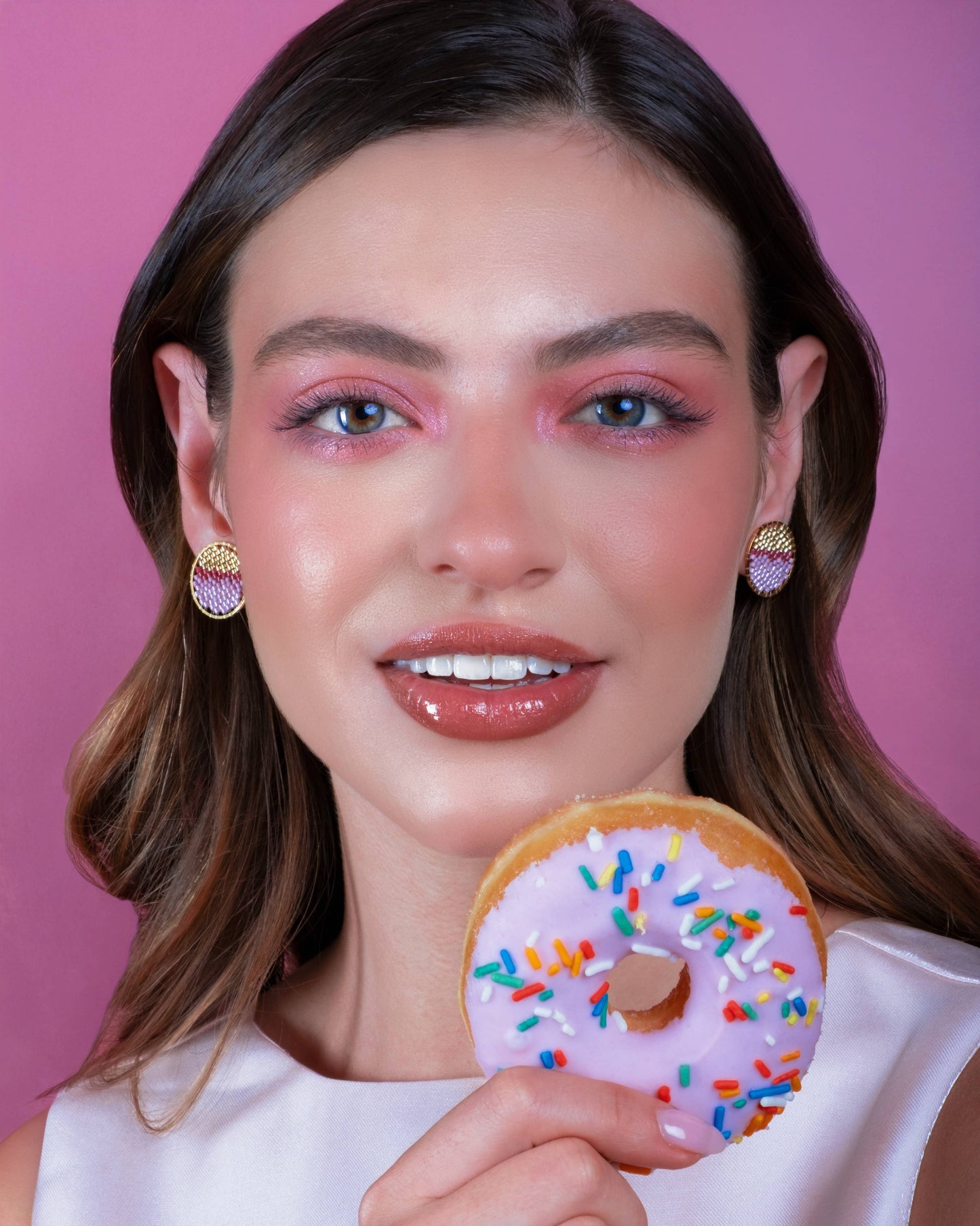 Beaded Handwoven Sweet Tart Stud Earrings