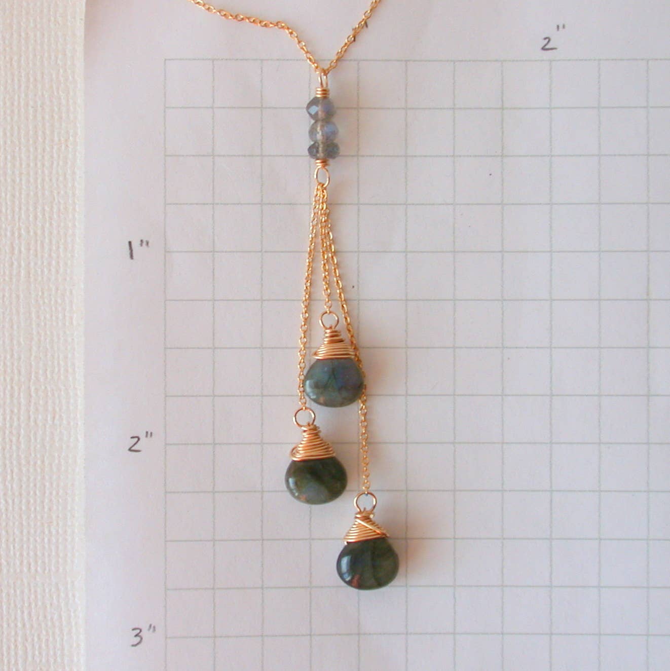 Labradorite Trio Cascade Necklace