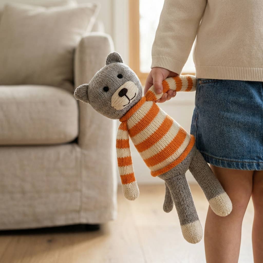 Handmade Striped Knit Cat