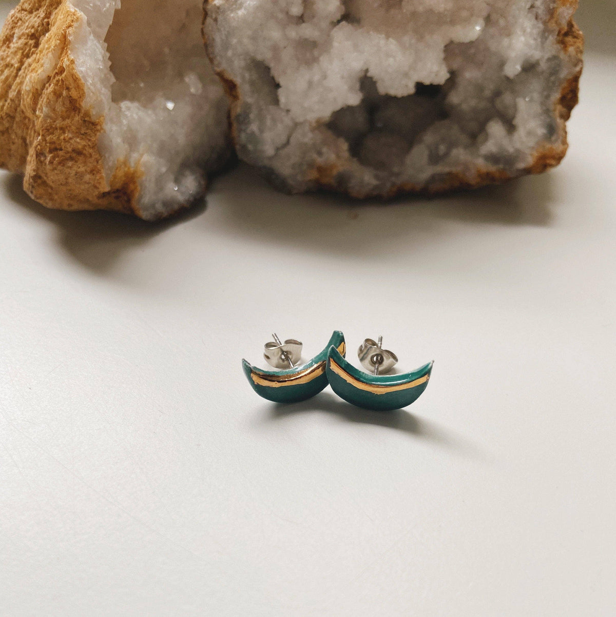 Teal Moon Earrings