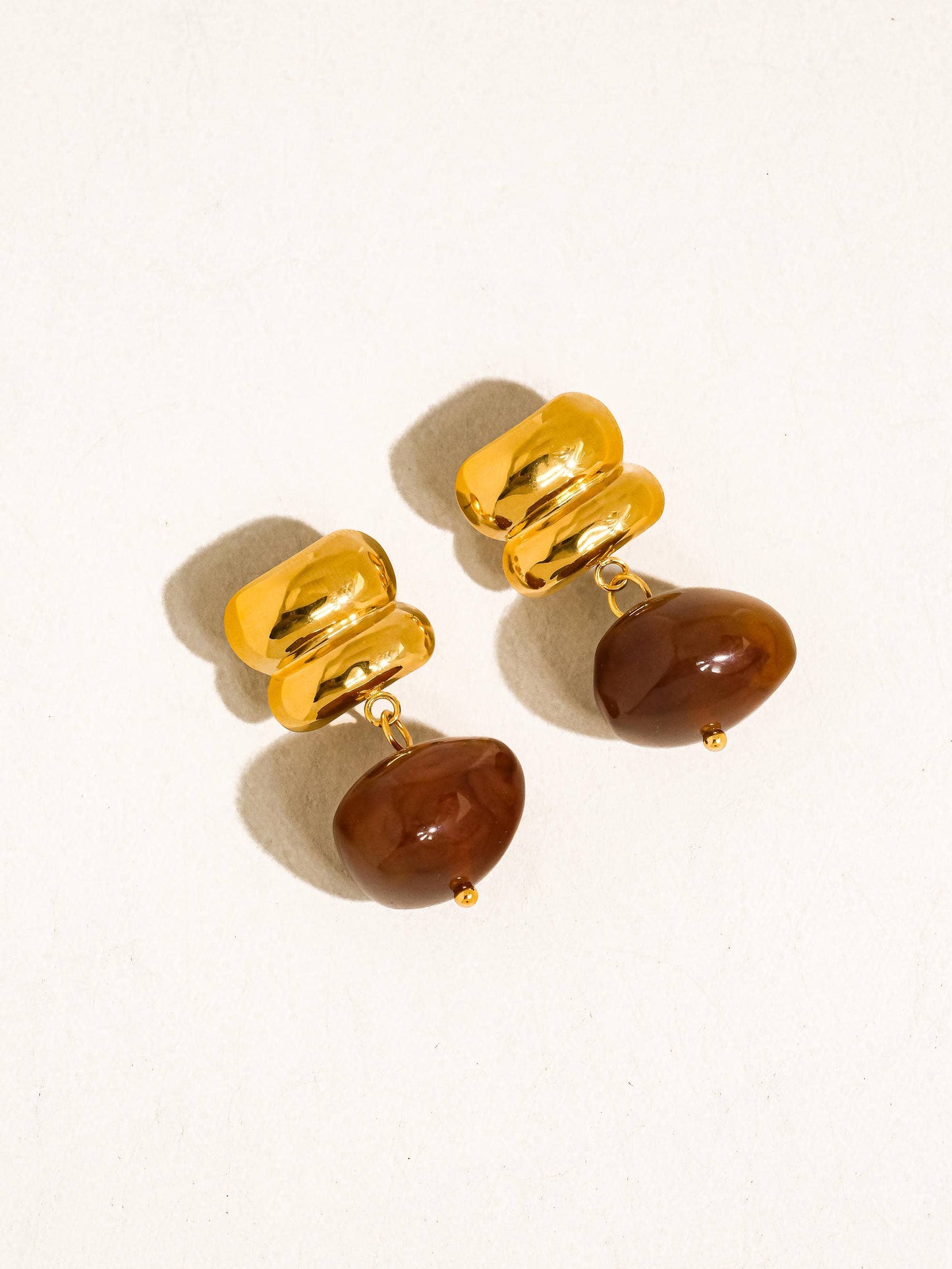 Annina 18K Gold Non-Tarnish Agate Drop Earrings