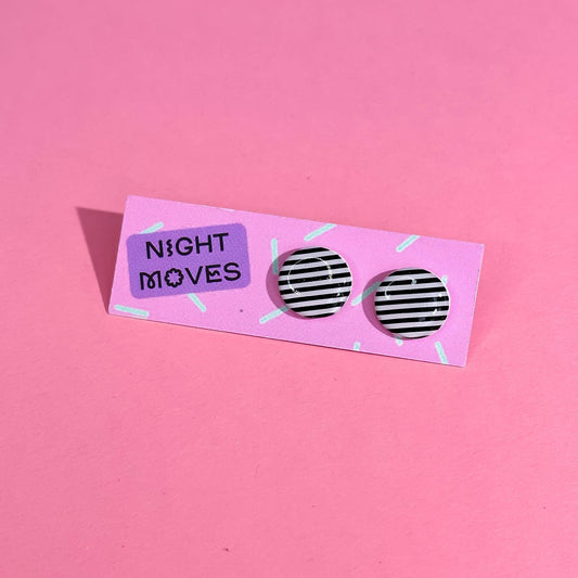Polymer Clay Pinstripe Mini Studs in White/Black
