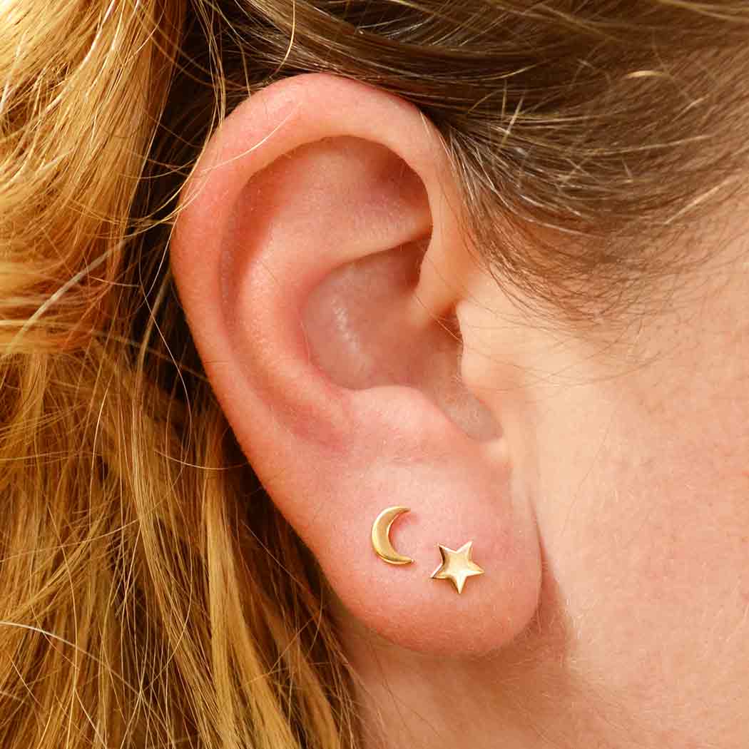 Star and Moon Stud Earrings