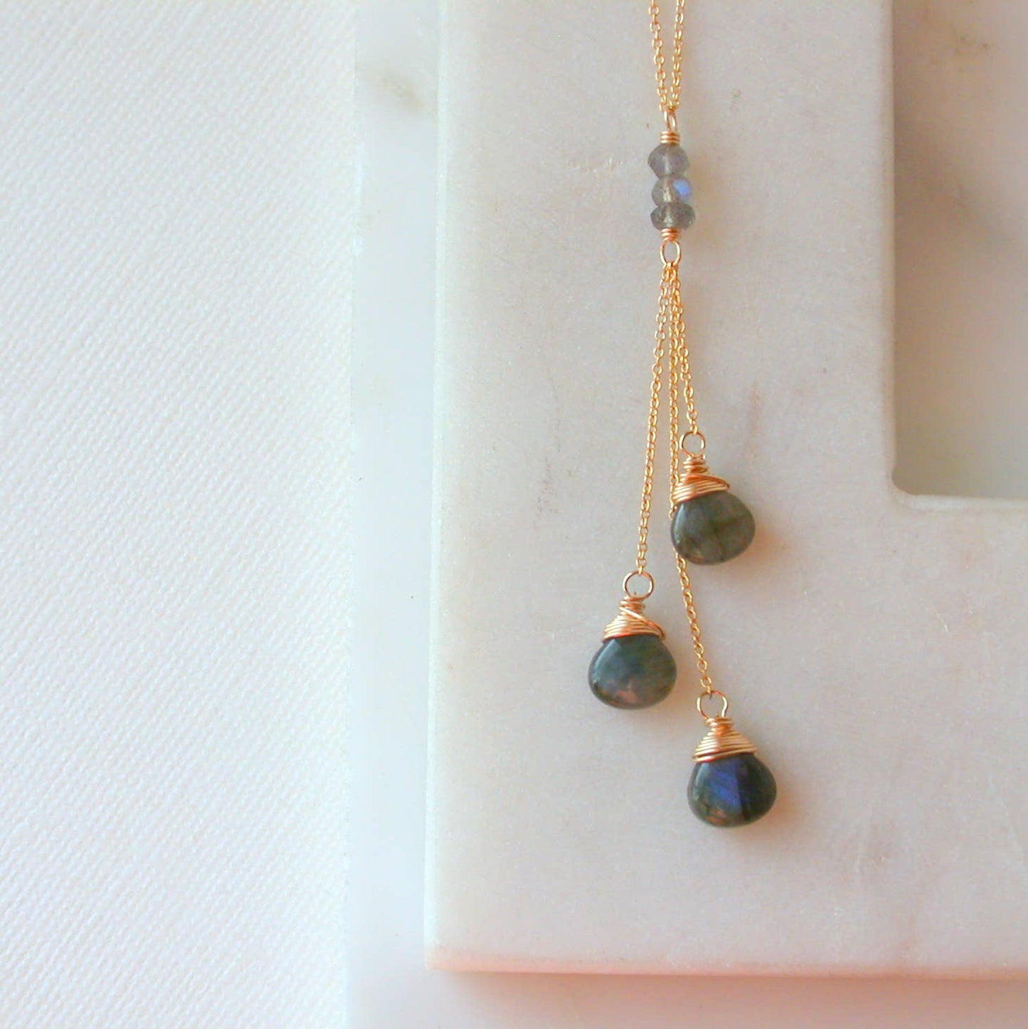 Labradorite Trio Cascade Necklace