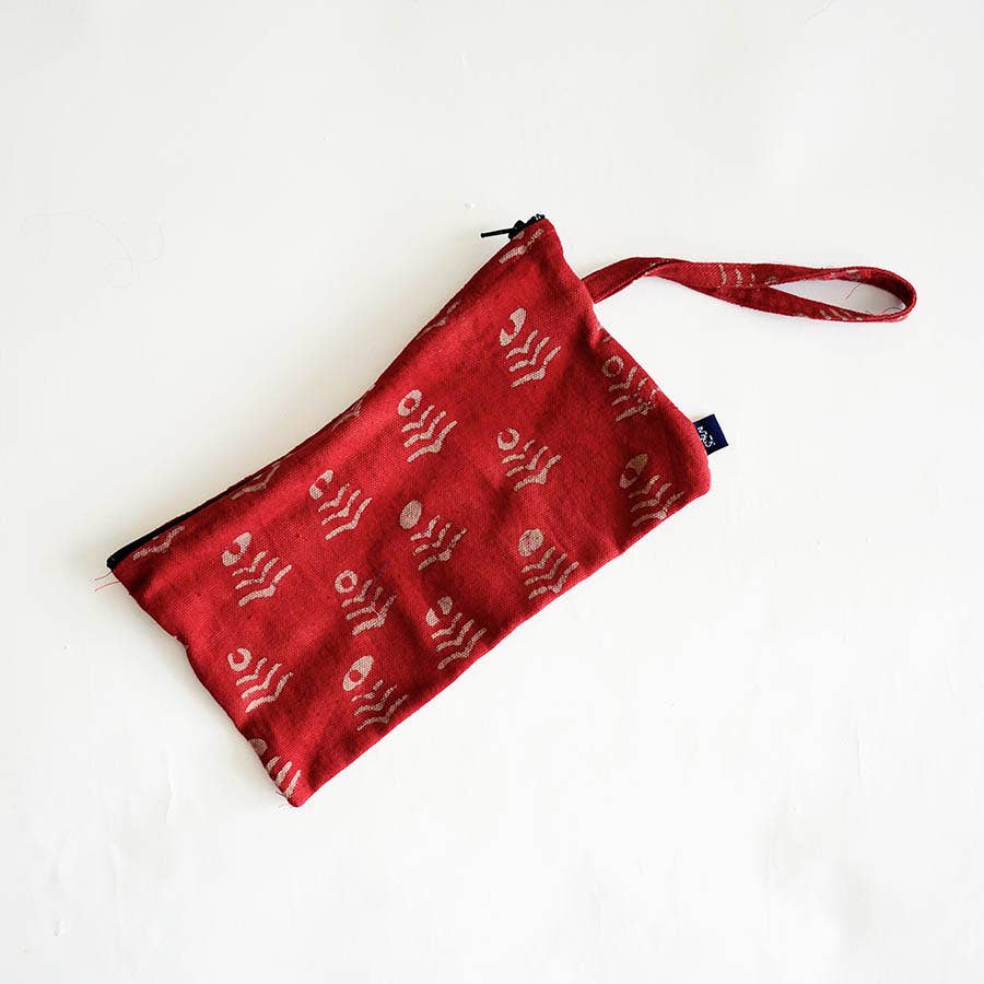 Red Zero Waste Eco Friendly Vegan Clutch Bag | Genda Phool