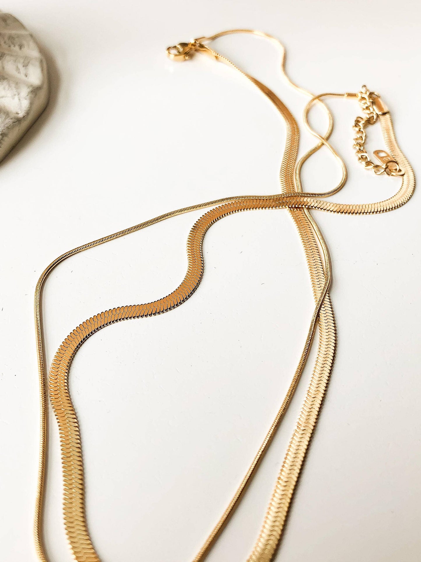 Jean Layered Flat Snake Chain Necklace