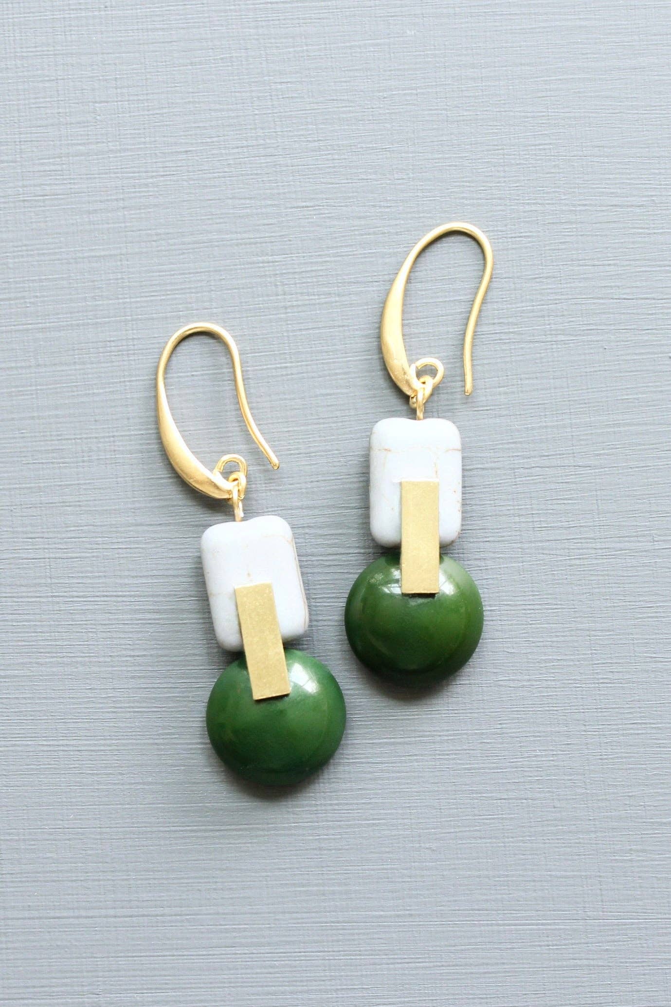 Hunter green and gray earrings