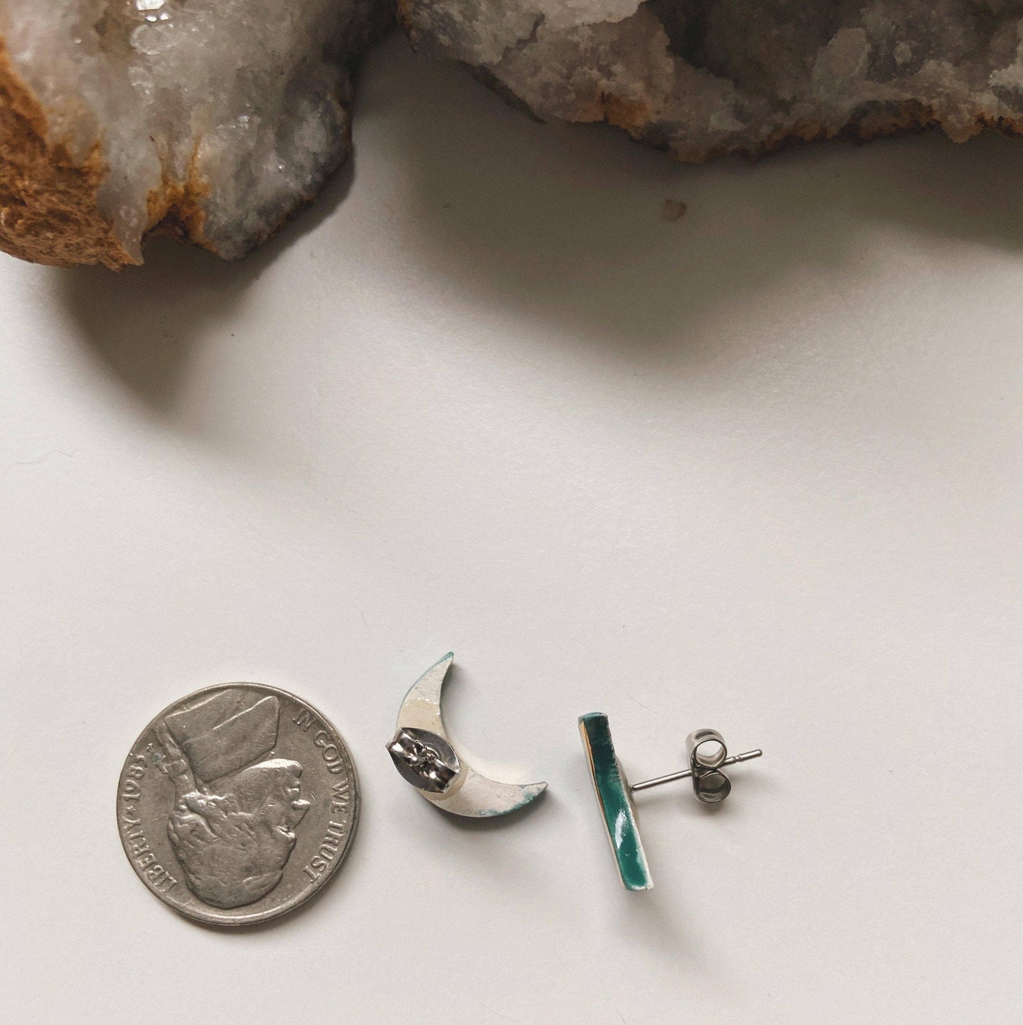 Teal Moon Earrings