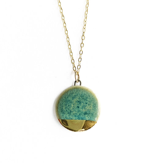 Green + Gold Ceramic Full Circle Necklace