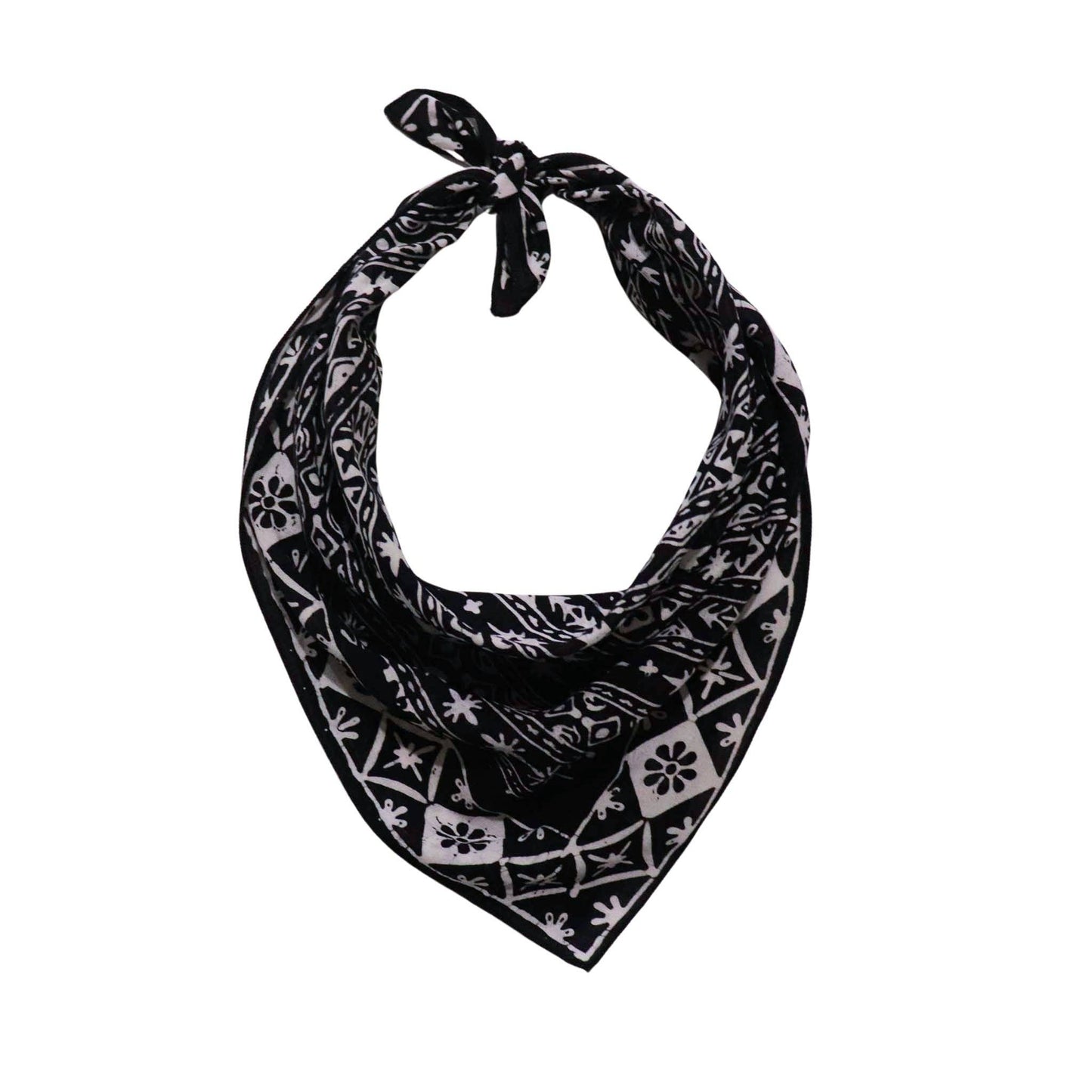 Black White Geometric Batik Bandana