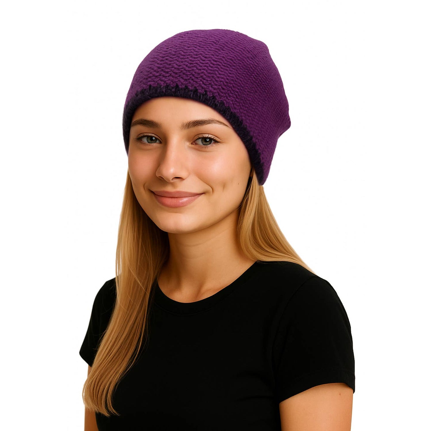 Alpaca Beanie Hat - Trail - Mulberry