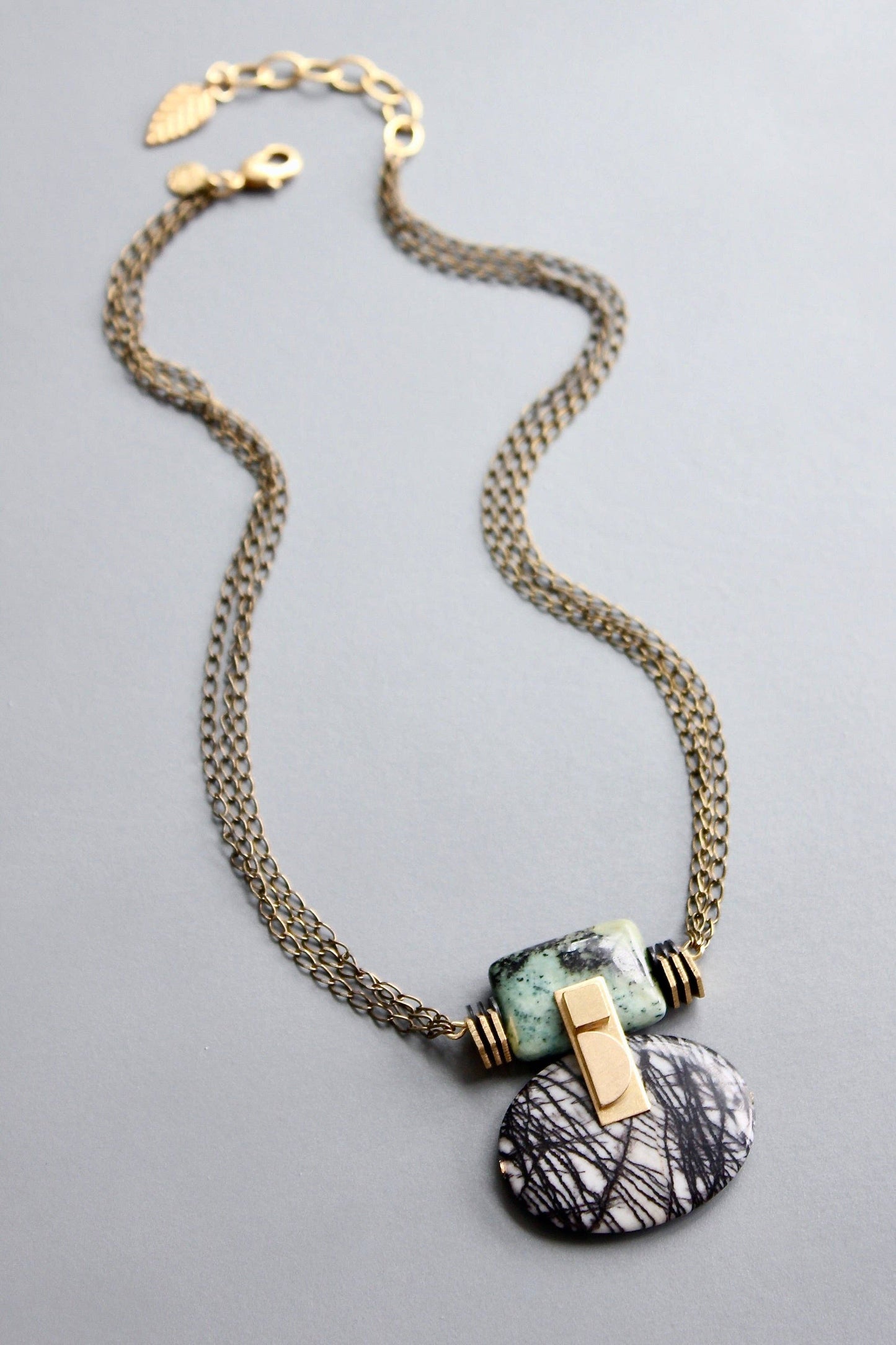 Jasper & Oxidized Brass Necklace