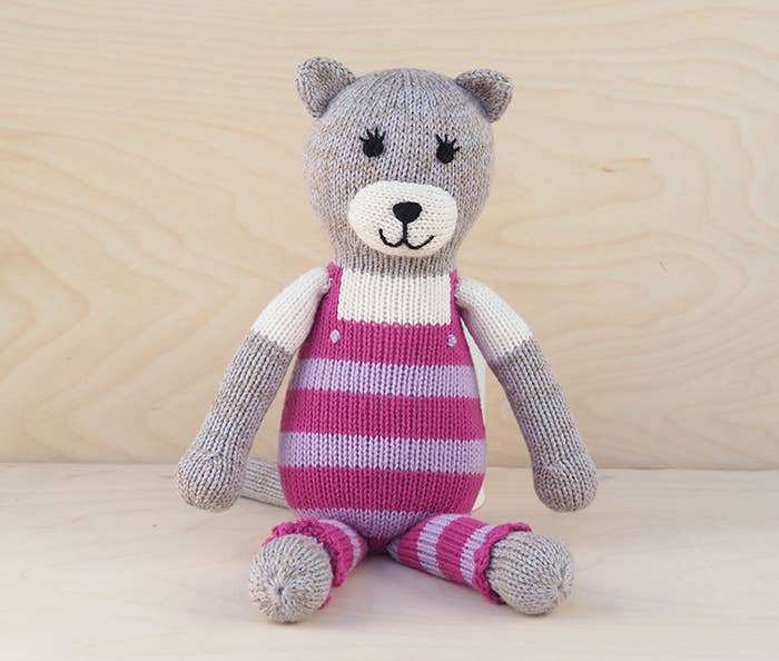 Handmade Knit Cat in Dungarees