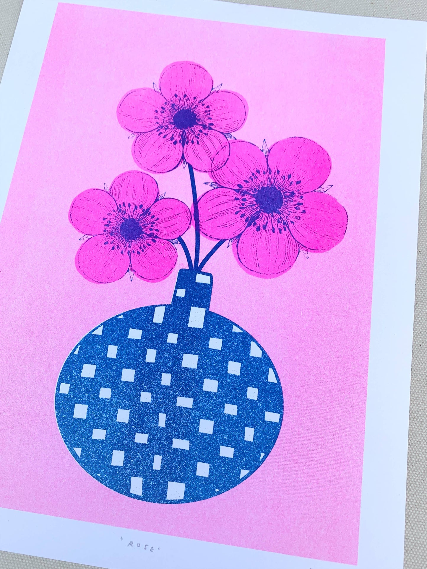 Risograph Print - 8.5x11" Rose