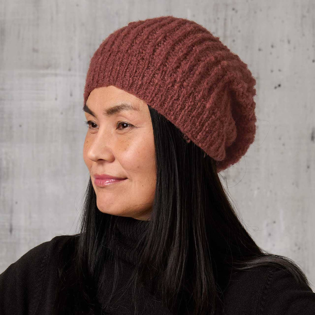Rust Mohair Knit Beanie