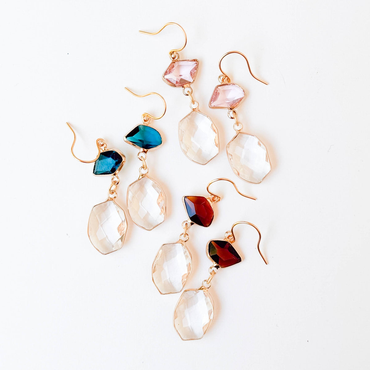Faceted Glass Drop Earrings