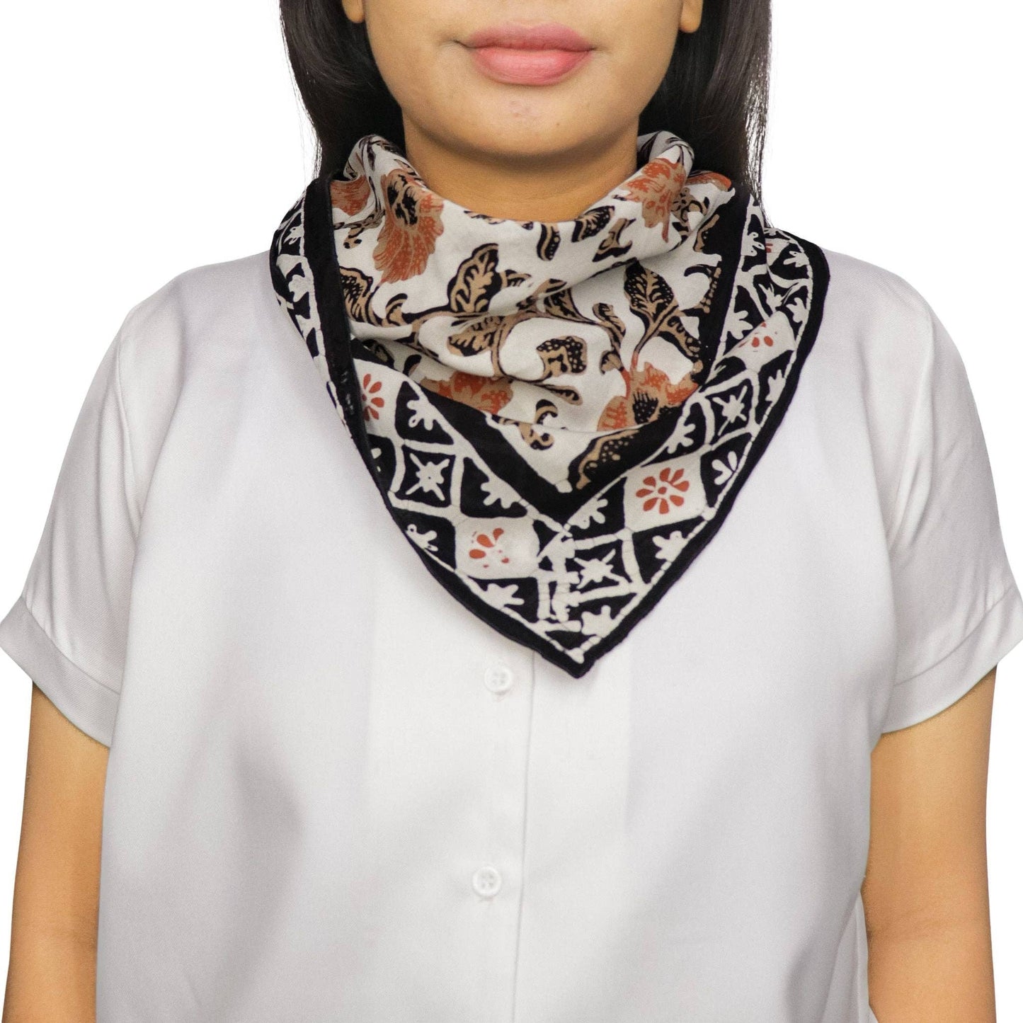 Citrus Noir Peach Orange Black Batik Bandana