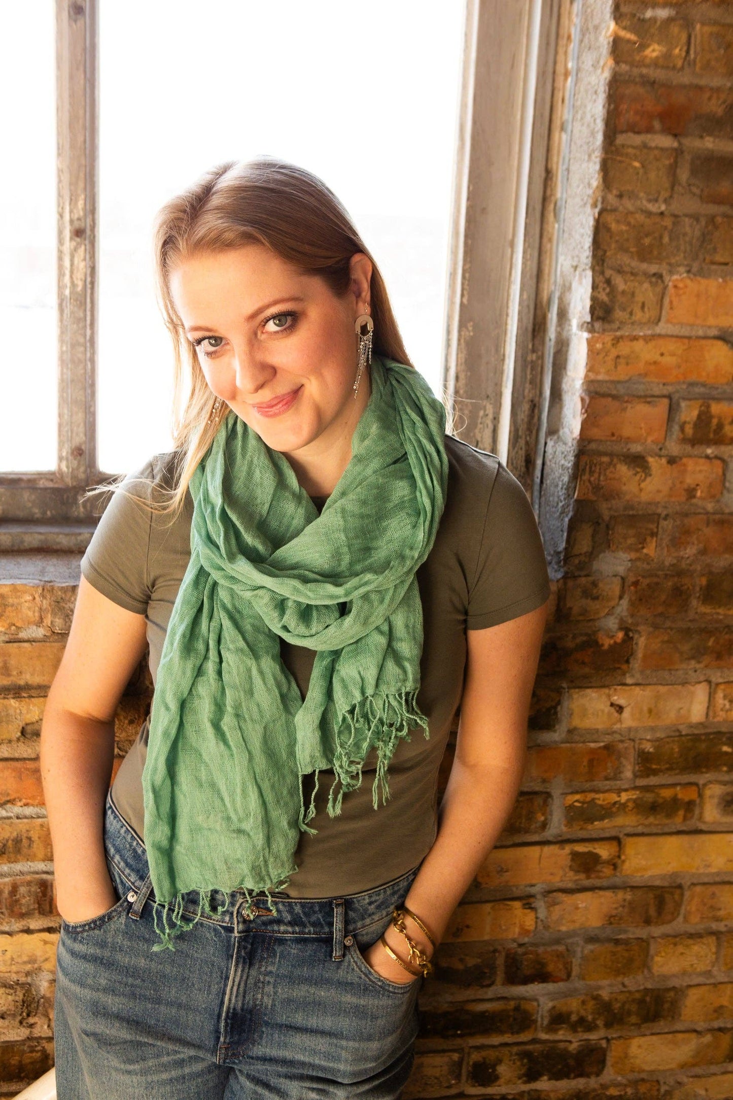 Woven Simplicity Scarf - Jade