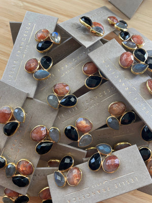 Three stone gem studs