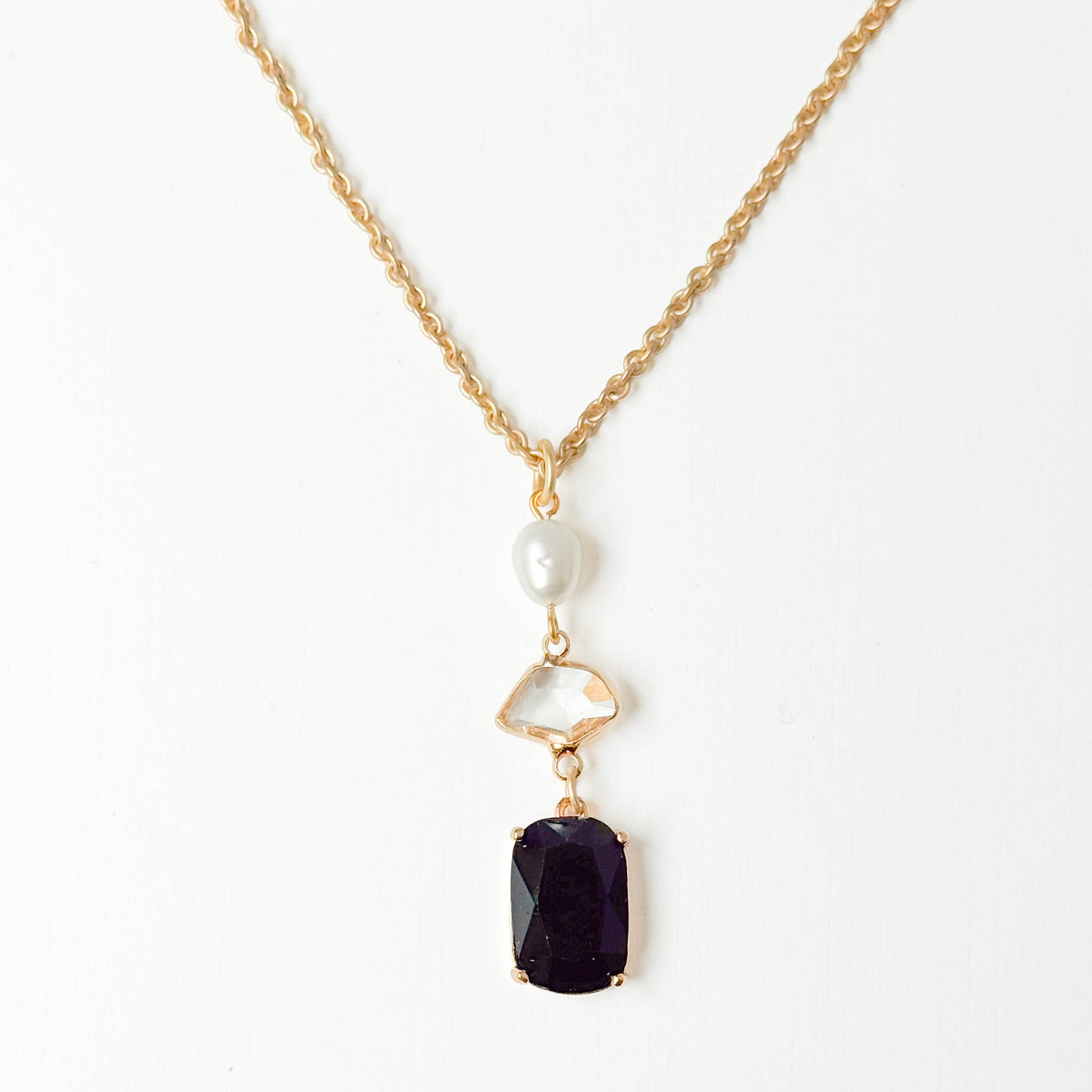 Black Glass & Freshwater Pearl Necklace