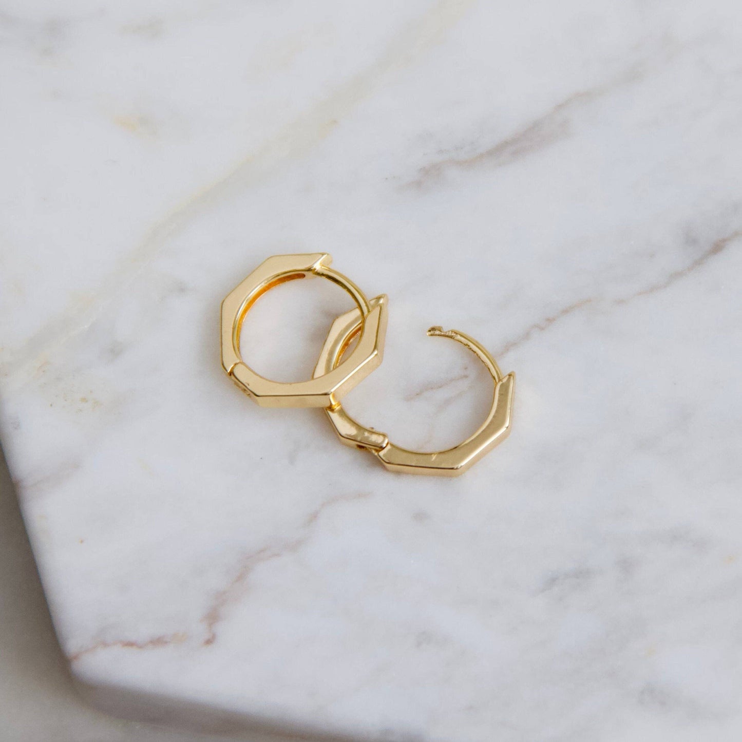 Hexagon Huggie Earrings