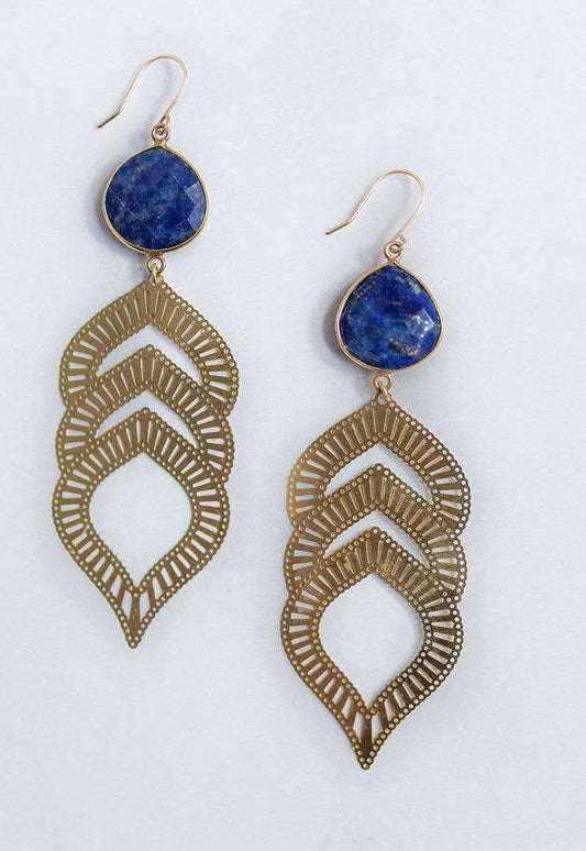 Lapis Leaf Earrings