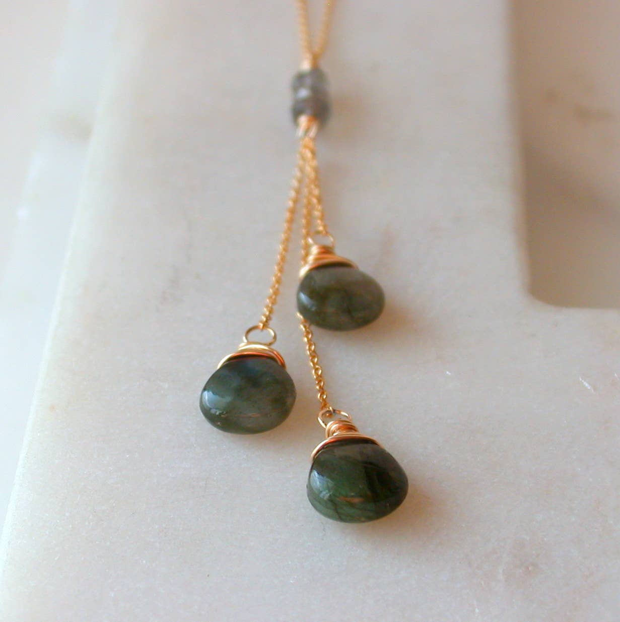 Labradorite Trio Cascade Necklace