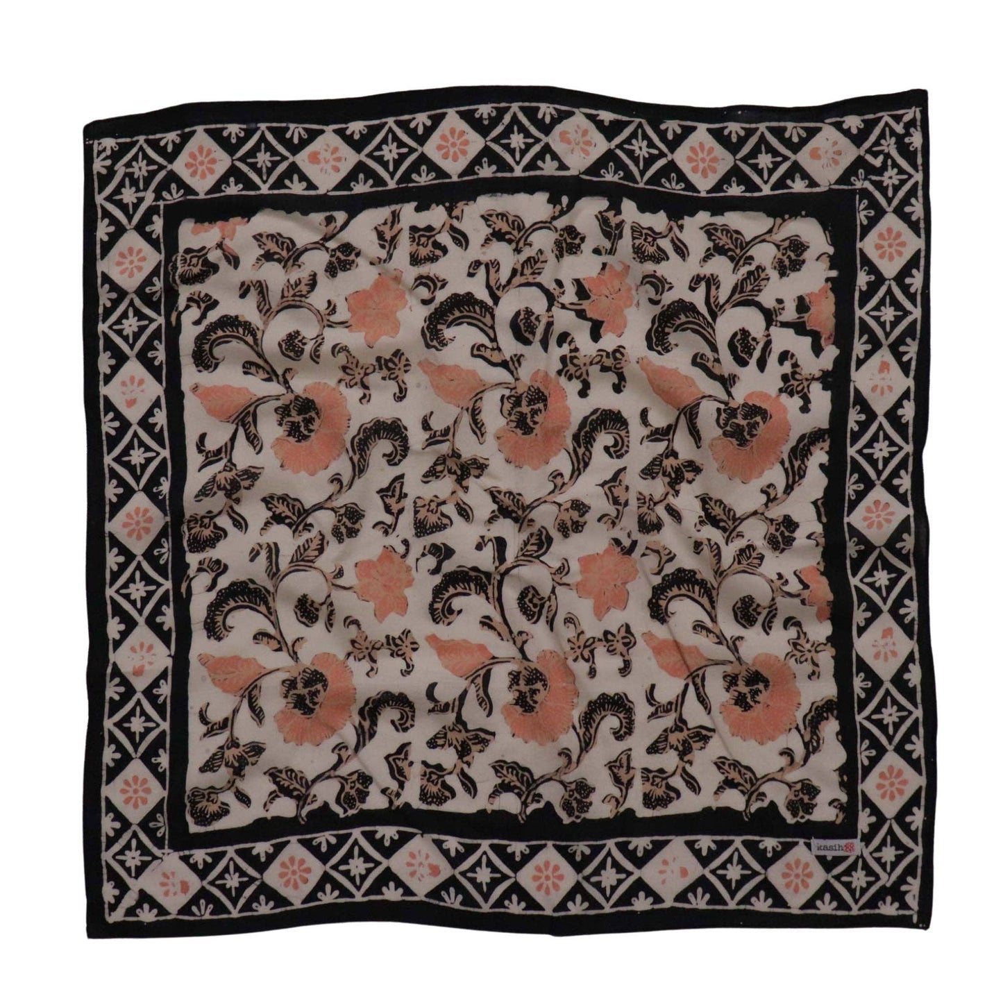 Citrus Noir Peach Orange Black Batik Bandana