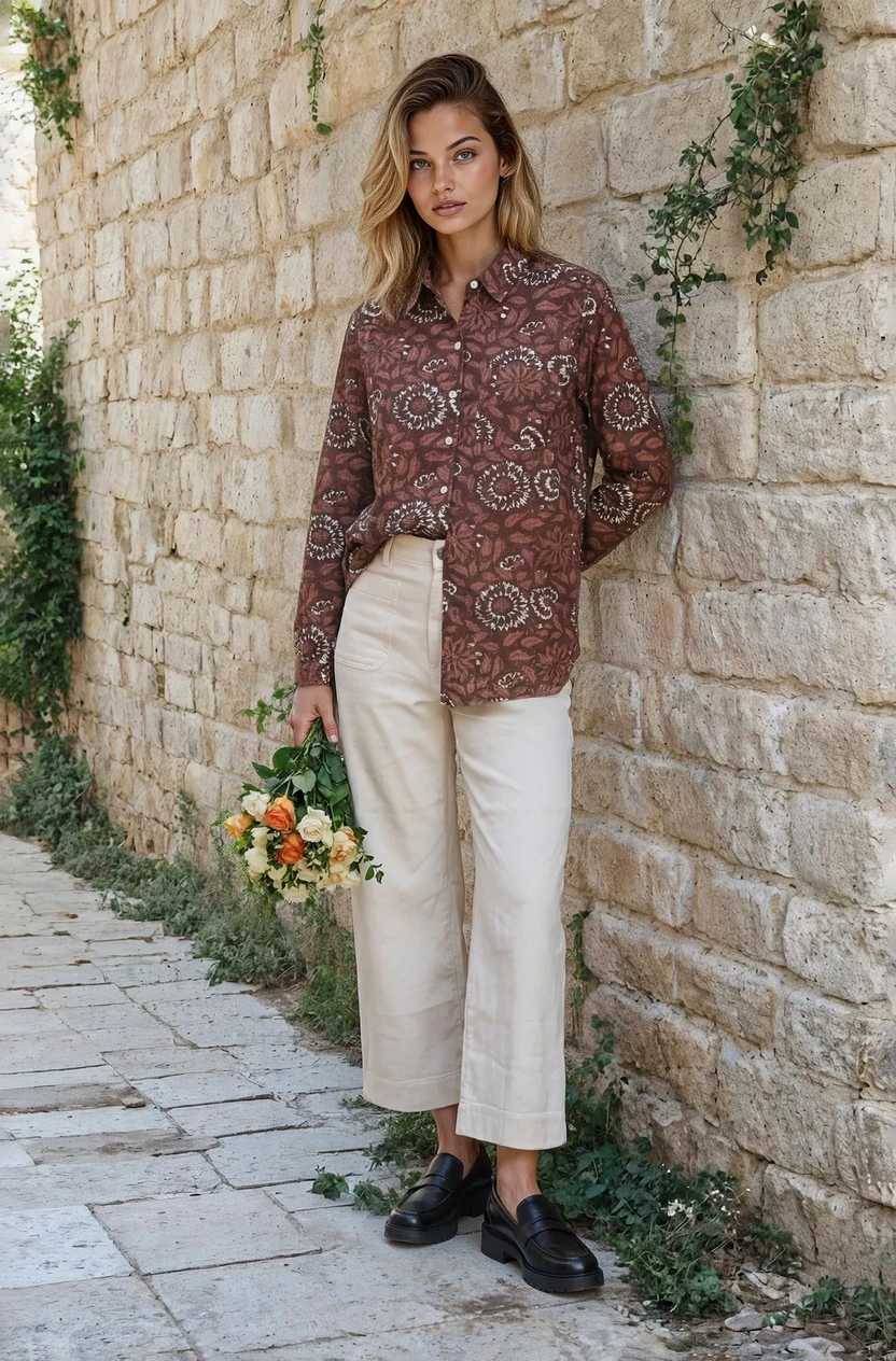 Good Boyfriend Shirt - Floral Cocoa